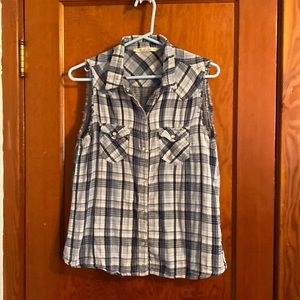 💜💜 Ladies Sleeveless SnapUp Plaid Top by Vanilla Star  Size L